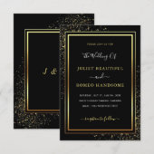 Gold Black Faire-part de mariage Votre police ou v (Devant / Derrière)