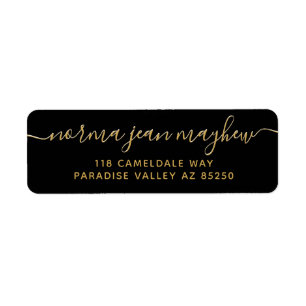 Gold Black Fancy handschrift Script Return-adres Etiket