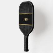 Gold Black Faux Carbon Monogram Pickleball Paddle (Links)
