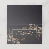 Gold Black Faux Metallic Floral Design Wedding (Buitenkant ongevouwen)