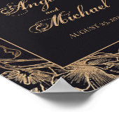 Gold Black Faux Metallic Floral Design Wedding Poster (Hoek)