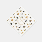 Gold Black First-kerstboompapier Servet (Hoek)