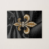 Gold Black Fleur De Lis Satin Jewel Legpuzzel (Horizontaal)
