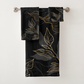 Gold Black Floral Bad Handdoek
