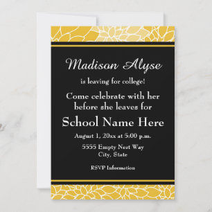Gold Black Floral gaat naar College party Kaart