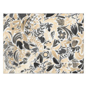 Gold Black Floral Leaves Illustration Pattern Tafelkleed (Voorkant (Horizontaal))