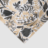 Gold Black Floral Leaves Illustration Pattern Tissuepapier (Detail)