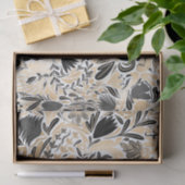 Gold Black Floral Leaves Illustration Pattern Tissuepapier (Geschenk)