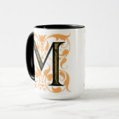 Gold & Black Floral 'M' - Mug (Devant gauche)