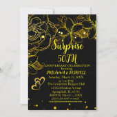 Gold Black Floral Surprise 50e Gouden Jubileum Kaart (Voorkant)