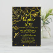 Gold Black Floral Surprise 50e Gouden Jubileum Kaart (Staand voorkant)