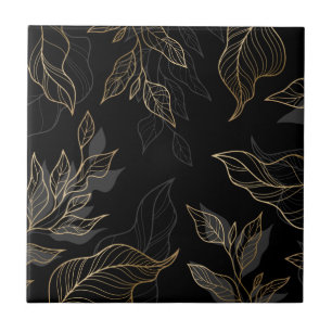 Gold Black Floral Tegeltje