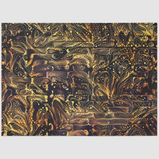 Gold Black Floral Wall Art Dream Tissuepapier (Voorkant)