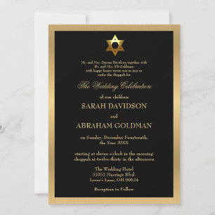 Gold Black Formal Traditional Jewish Wedding Kaart