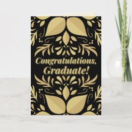 Gold & Black Gefeliciteerd Afstuderen Card Kaart