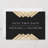 Gold Black Geometric Gatsby QR Code Save the Date Kaart (Voorkant)