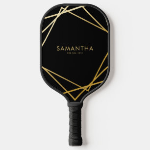 Gold Black Geometric Persoonlijke naam Pickleball Paddle