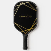 Gold Black Geometric Persoonlijke naam Pickleball Paddle (Achterkant)