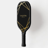 Gold Black Geometric Persoonlijke naam Pickleball Paddle (Links)