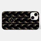  Gold Black Giraffe Patroon met Initiaal Case-Mate iPhone Case (Achterkant (horizontaal))