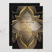 Gold Black Glam Exotic Flower Party Invitations (Devant / Derrière)