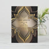 Gold Black Glam Exotic Flower Party-uitnodigingen Kaart (Staand voorkant)