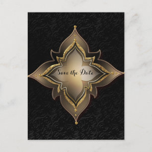 Gold Black Glam Exotic Flower Save the Date Aankondigingskaart