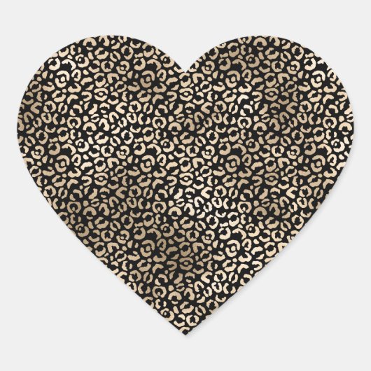 Gold Black Glam Leopard Print Hart Sticker (Voorkant)