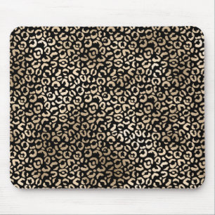 Gold Black Glam Leopard Print Muismat