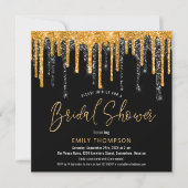 Gold Black Glitter Drip Script-Vrijgezellenfeest Kaart (Voorkant)