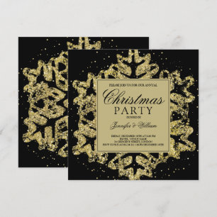 Gold & Black Glitter Elegant Xmas Holidparty in Kaart