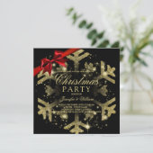 Gold Black Glitter en lint | Kerstfeestdag Kaart (Staand voorkant)