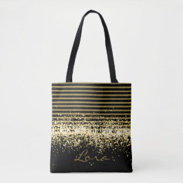 GOLD BLACK GLITTER, GEPERSONALISEERD GROOT DRAAGTAS