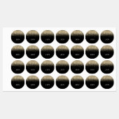 Gold Black Glitter Girly Monogram Initialen Labels (Vel)