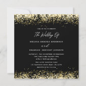 Gold Black Glitter Modern Wedding Invitation Kaart (Voorkant)