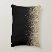 Gold Black Glitter Monogram Girly Initialen Accent Kussen (Achterkant (Verticaal))