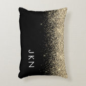Gold Black Glitter Monogram Girly Initialen Accent Kussen (Voorkant(Verticaal))