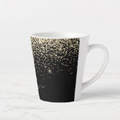 Gold Black Glitter Script Monogram Girly Name Latte Mok (Rechts)