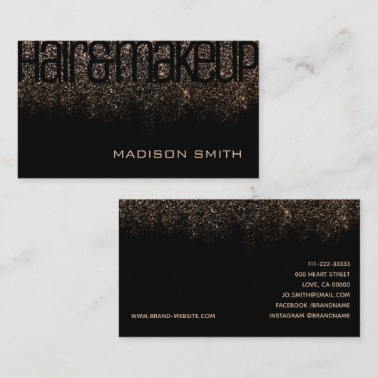 Gold Black Glitter Sparkle Glamoureuze Luxe Beauty Visitekaartje (Voorkant / Achterkant)