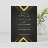 Gold Black Golden Modern Wedding Invitation (Staand voorkant)