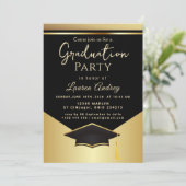 Gold Black Graduation Party Invitation (Debout devant)