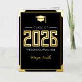 Gold Black Graduation Real Foil Carte de voeux (Recto)