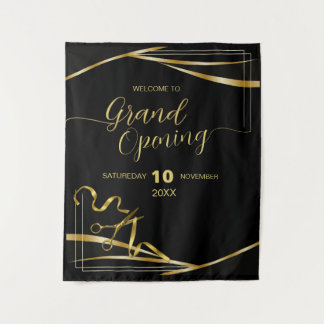 Gold  Black Grand Opening Company Welcome Banner Wandkleed