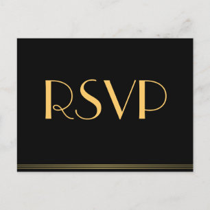 Gold Black Great Gatsby Wedding RSVP-Briefkaarten Uitnodiging Briefkaart