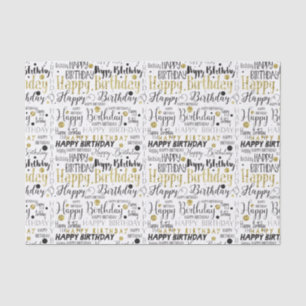 Gold Black Happy Birthday Confetti Tissuepapier