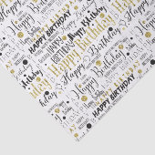 Gold Black Happy Birthday Confetti Tissuepapier (Detail)