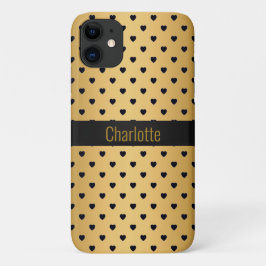 GOLD BLACK HEART PATROON IPHONE AANpasbaar 11 Hoesje