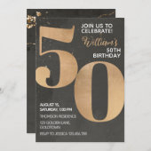 Gold Black Invitation 50e anniversaire (Devant / Derrière)