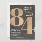 Gold Black Invitation d'anniversaire 84e (Devant)