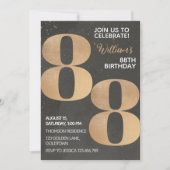 Gold Black Invitation d'anniversaire 88e (Devant)